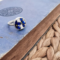 Bague fleur bleu
